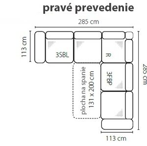 Stagra Rohová sedacia súprava MELLO Prevedenie: Pravé - 3SBL+R+3FBP