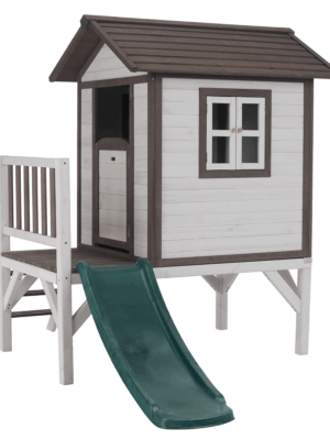 Drevený záhradný domček pre deti so šmykľavkou
